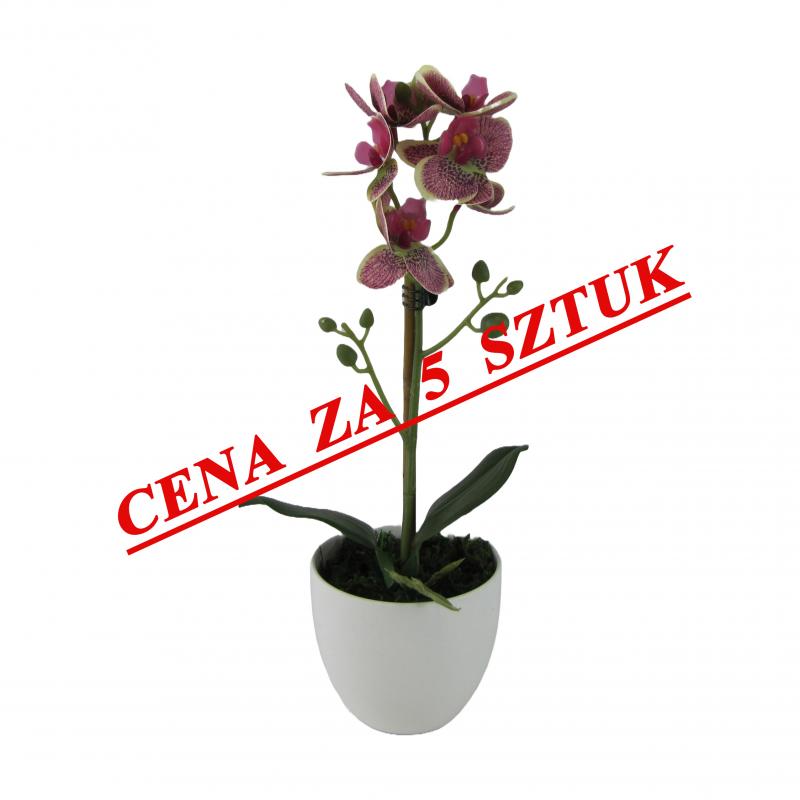 Sztuczny storczyk w doniczce 37cm cętki żółte (5 szt.)